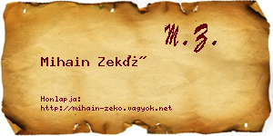 Mihain Zekő névjegykártya